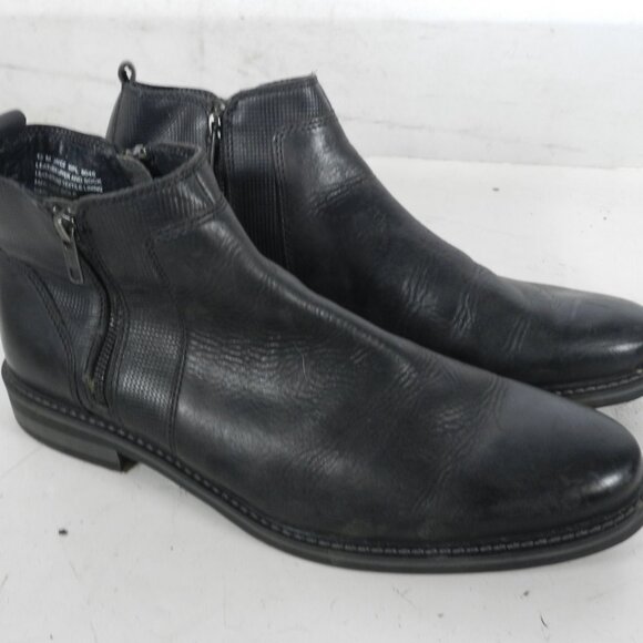 Alfani Shoes Jayce WPL8046 Black Genuine Leather Zip Ankle Boots Mens Size 13 M - Picture 1 of 12